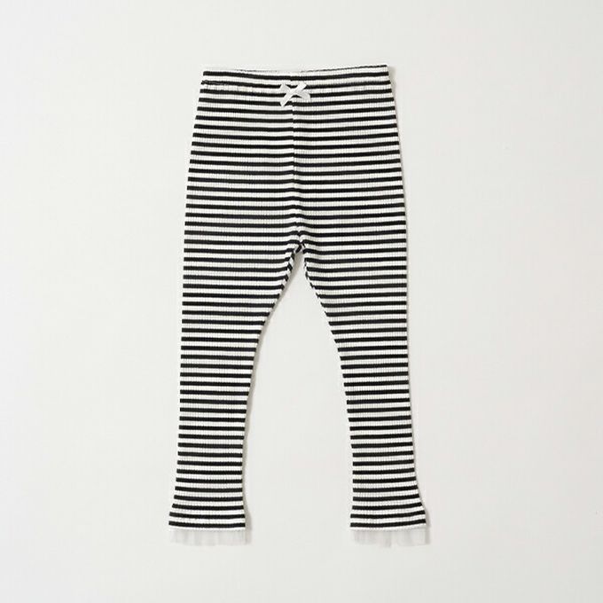 日本 Lycee mine - 下擺酷甜薄紗合身九分褲-黑