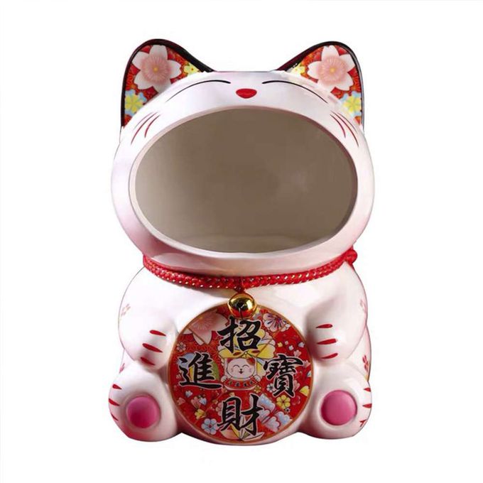 MODACore 摩達客 - 摩達客◉春節開運◉圓滿招財進寶紅白款大嘴招財貓擺飾-聚寶盆糖果收納好物