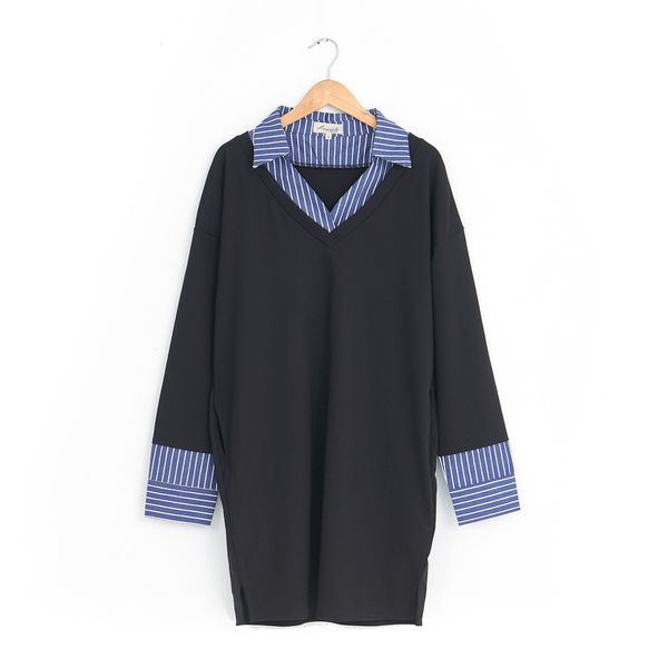 Marguerite - 假兩件襯衫領針織衣