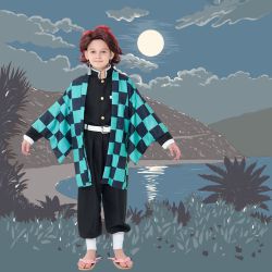 love, charlotte - 鬼殺隊太郎套裝-萬聖節變裝服-外袍＋上衣+褲子+皮帶+腿套(不含鞋子)