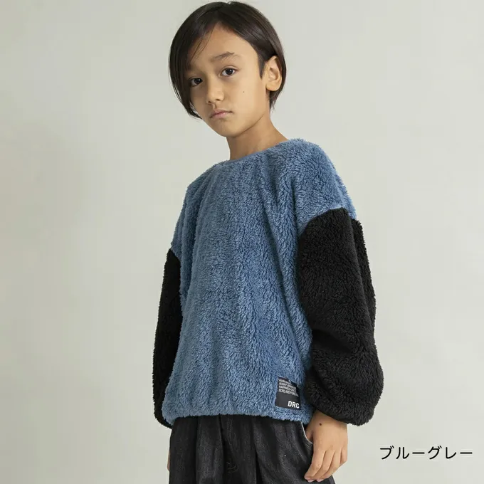 日本 BRANSHES - 泰迪熊雙面毛絨可愛長袖上衣-黑白小花