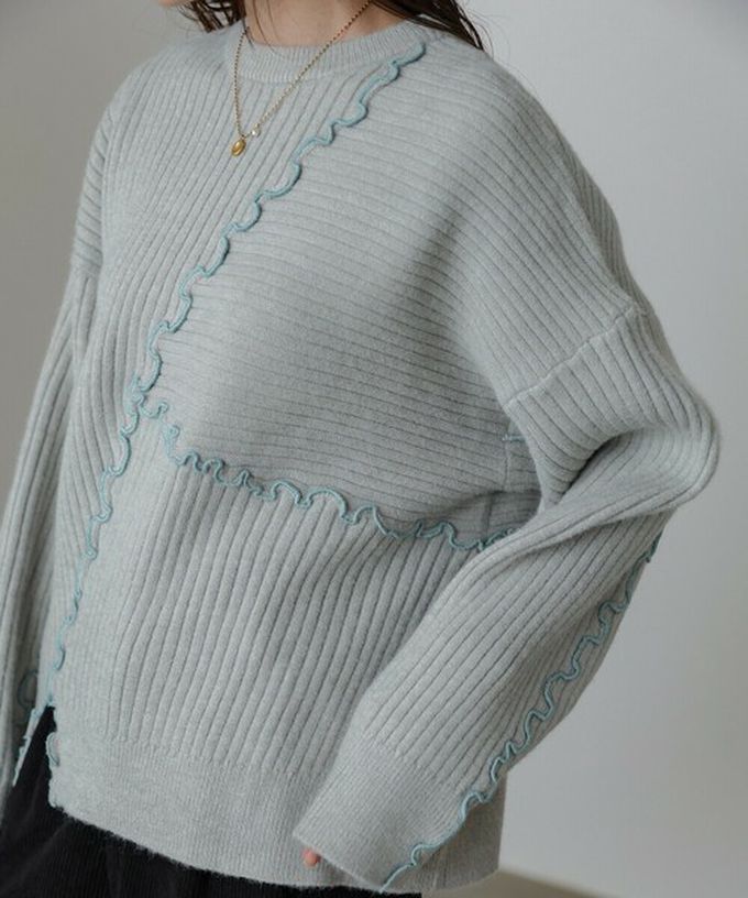 日本 Bab - 柔美曲線點綴寬鬆感針織上衣-象牙米