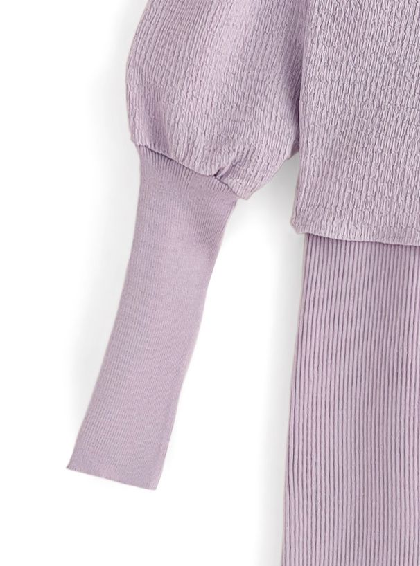 日本 GRL - 甜美小姐泡泡袖兩件式洋裝-象牙白