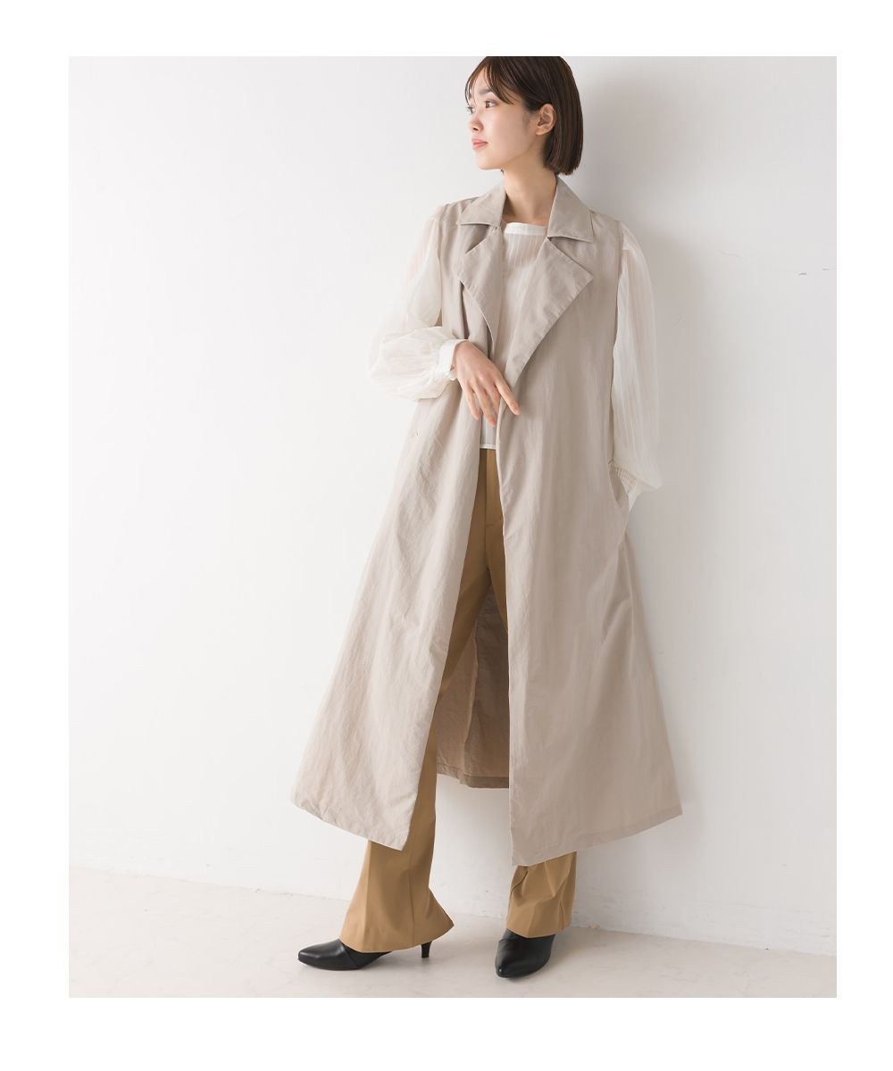日本 OMNES - 3WAY多層式穿搭長版風衣外套-淺灰棕