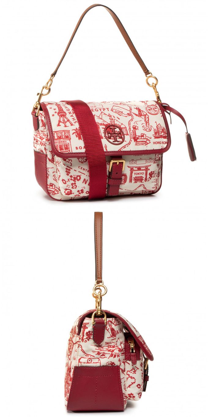 TORY BURCH - 翻蓋尼龍相機包 (地圖)