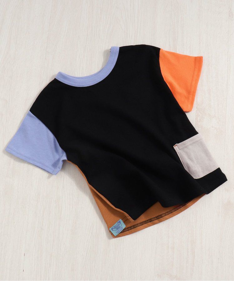 日本 BREEZE - 正反OK！圓領印花短袖上衣-線性-黑