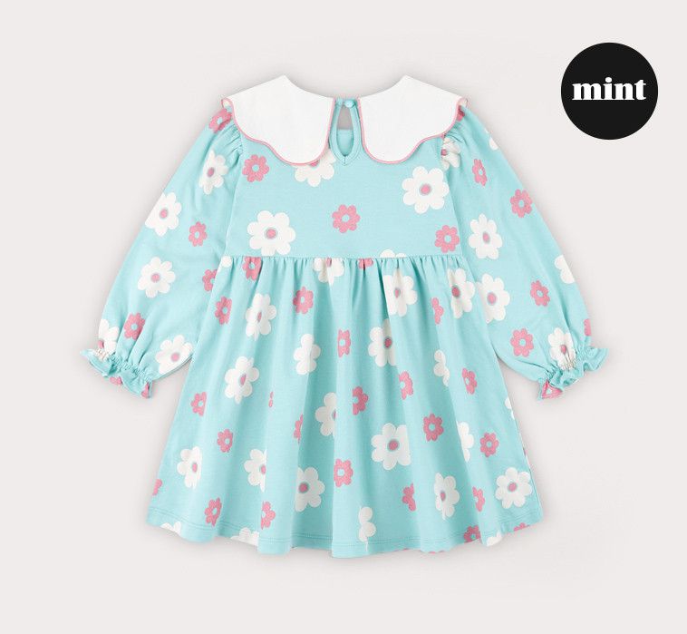 韓國 HEJMINI - 粉白花花甜美洋裝-薄荷綠