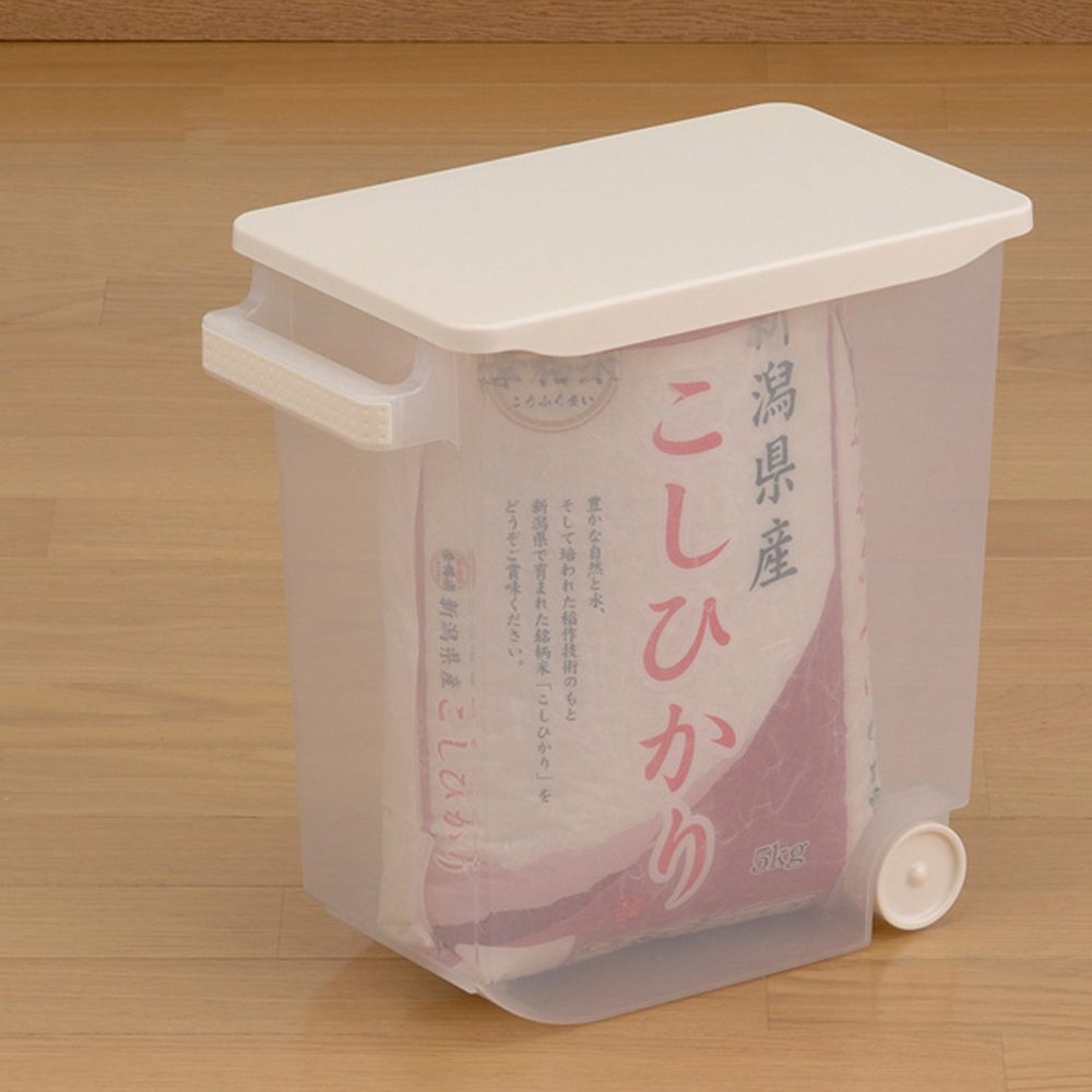 日本 INOMATA - 櫥櫃拖拉式透明儲米箱(附160ml量杯)-5kg