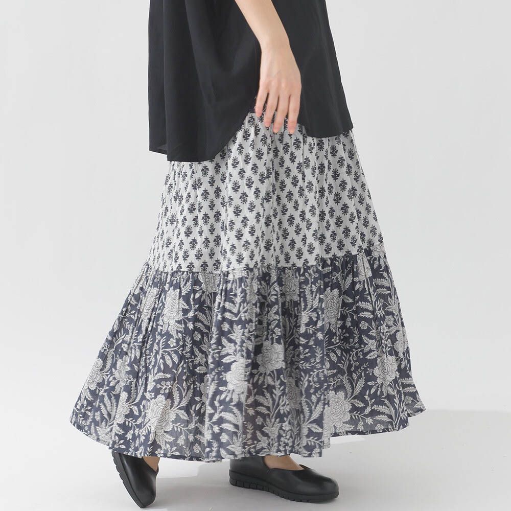 100%印度棉 奢華圖騰長裙-深藍