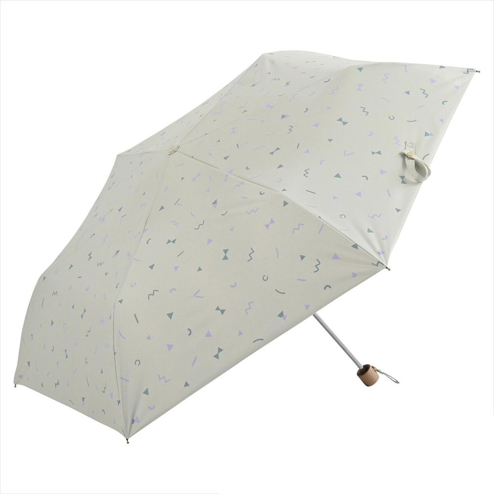 日本 nifty colors - 抗UV超輕量 晴雨兩用折疊傘(遮光遮熱款)-幾何圖形-白 (直徑88cm/179g)-99.9%