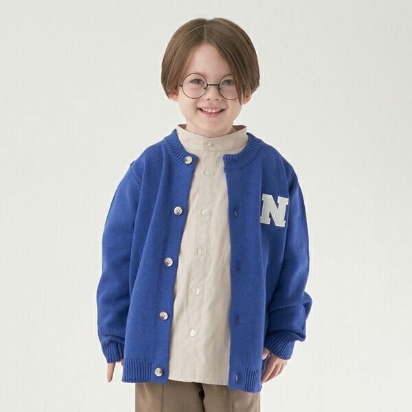 日本 b-ROOM - 字母刺繡針織開襟衫(可機洗)-灰