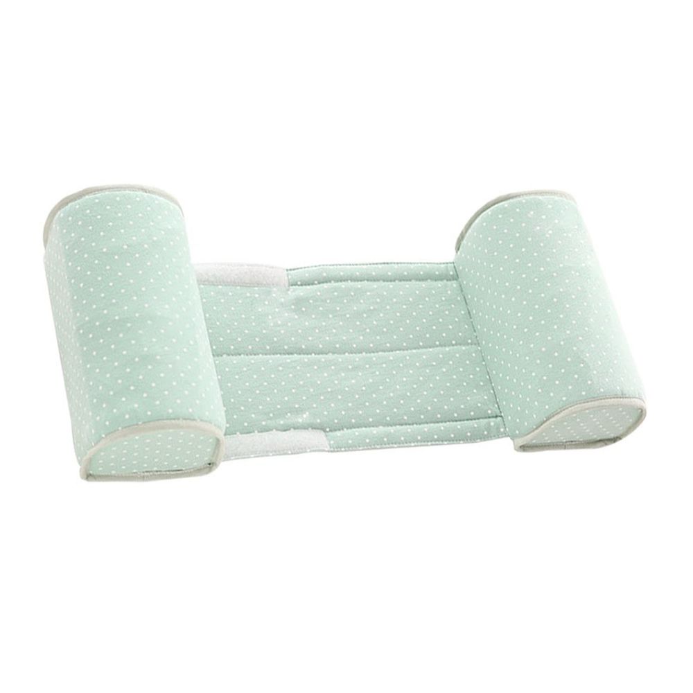JoyNa - 新生兒防側翻枕 兒童固定枕(枕套可拆洗)-綠色點點 (枕:43*18CM; 最小寬度約17CM，最大寬度約23CM)