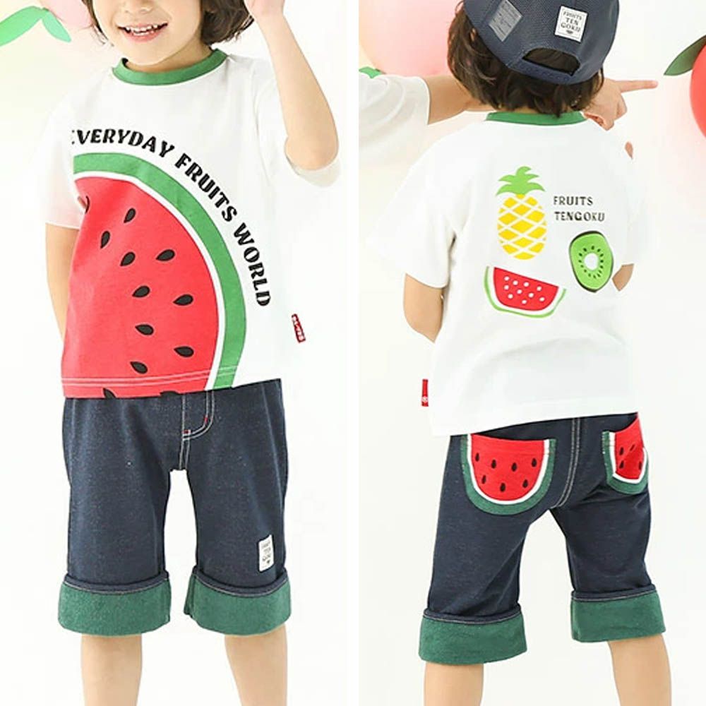 水果切片印花天竺棉短袖上衣-西瓜