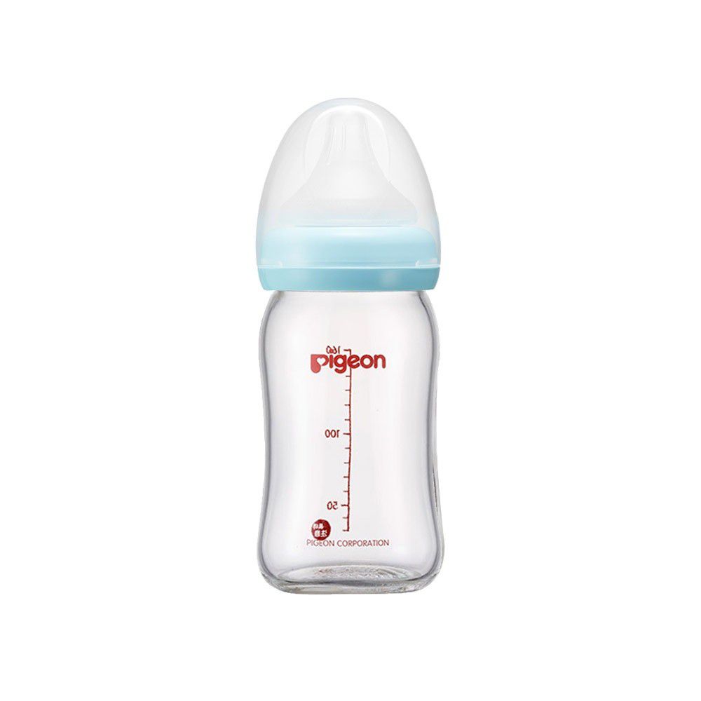 貝親 Pigeon - 母乳實感寬口玻璃奶瓶【天使藍160ml】