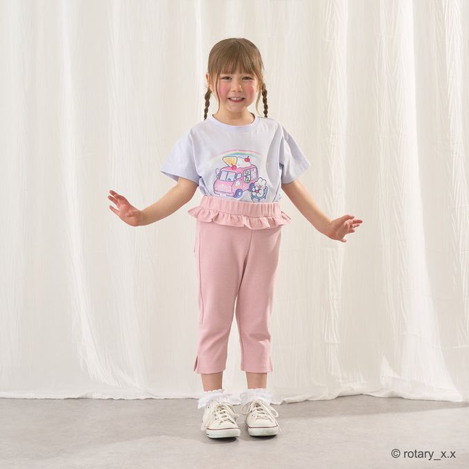 日本 Lycee mine - 腰間QQ荷葉百搭好動七分褲-格子x水藍