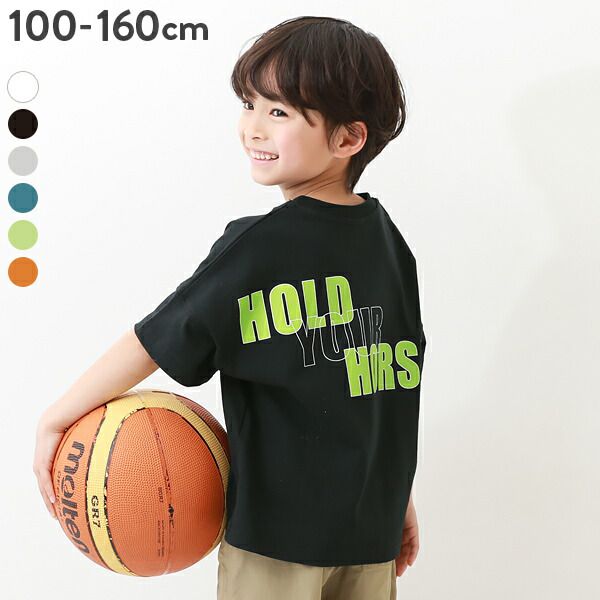 日本 devirock - 背後標語印花落肩短袖上衣-白底藍字