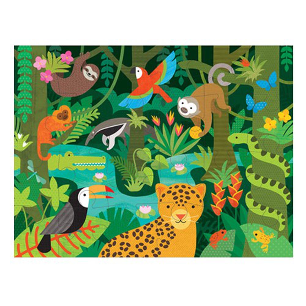 美國 Petit Collage - 地板拼圖-雨林動物-24片