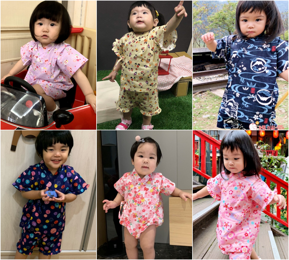 akachan honpo - 甚平包屁衣-小魚-藍色