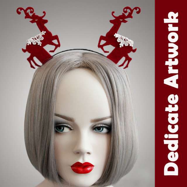 MODACore 摩達客 - 質感蕾絲聖誕麋鹿造型髮箍