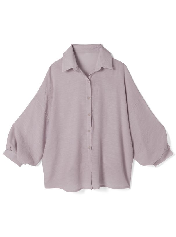 日本 GRL - 嫘縈舒適微透感泡泡長袖襯衫-淺杏 (F)