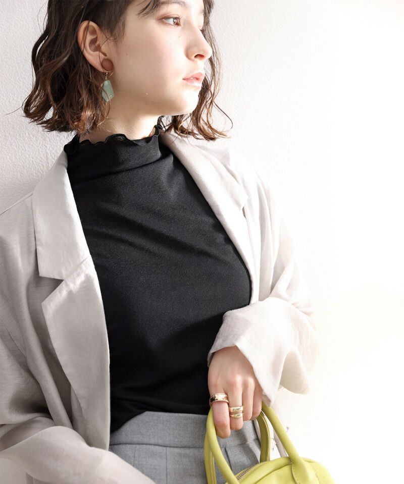 日本 Classical Elf - 百搭簡約木耳領短袖上衣-膚粉