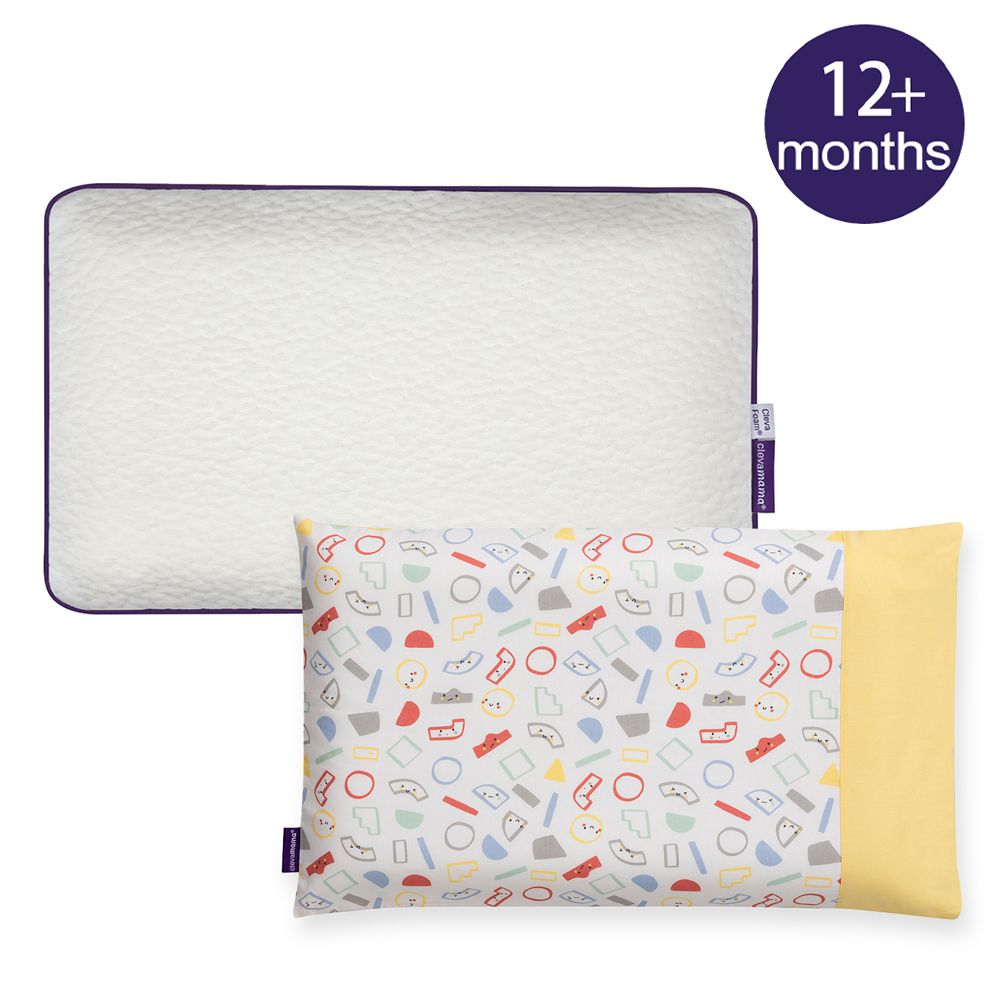 ClevaMama - 護頭型幼童枕(12M以上適用)+枕套 (3色選擇 超值優惠組)-幾何黃色