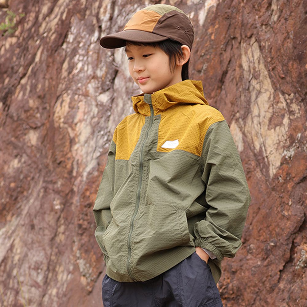 防風防水連帽衝鋒外套-拼色綠