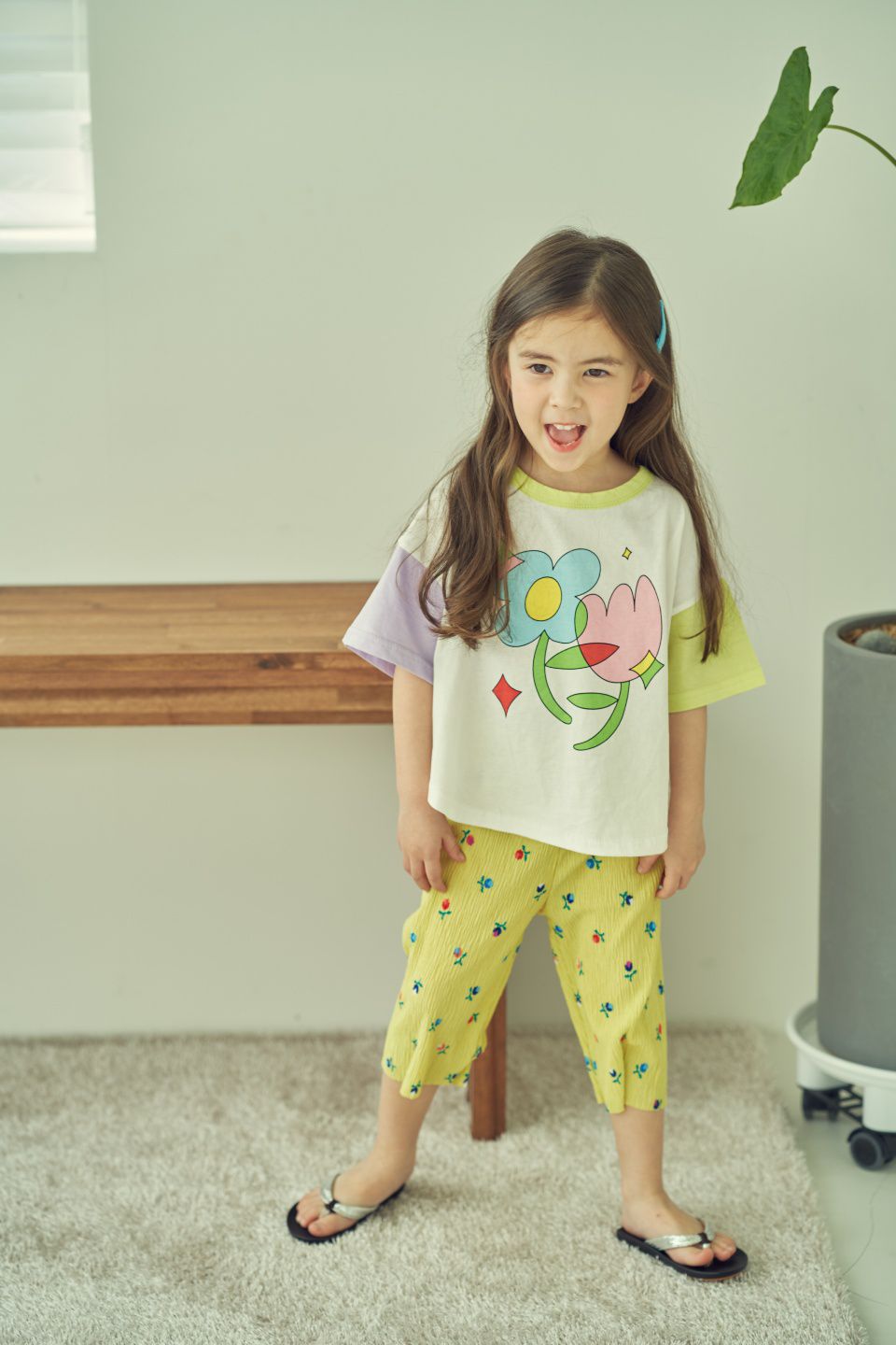 韓國 Mimico - 鬱金香花朵拼色T