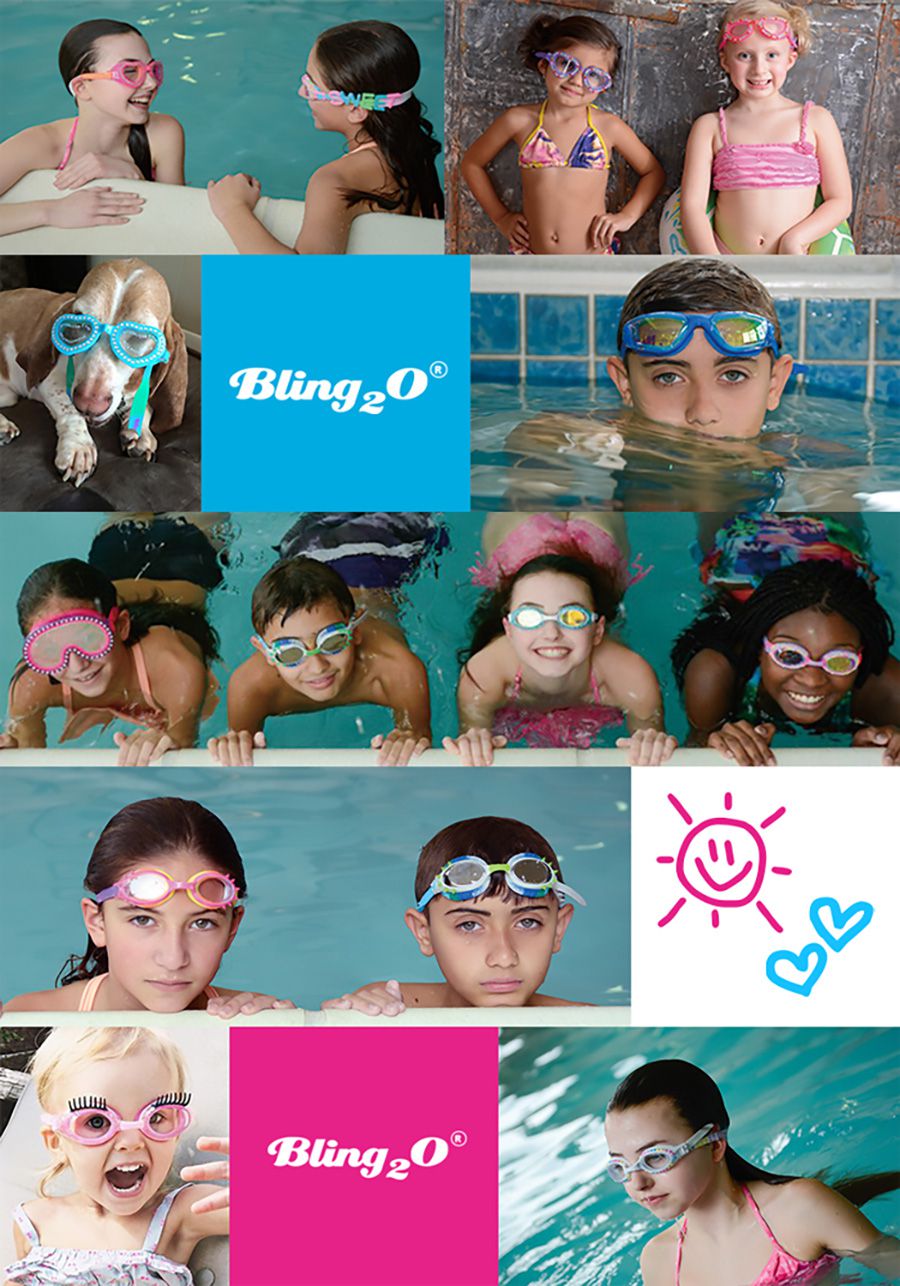 美國Bling2o - 兒童造型泳鏡漸層美人魚系列-藍紫色 (6歲-成人)