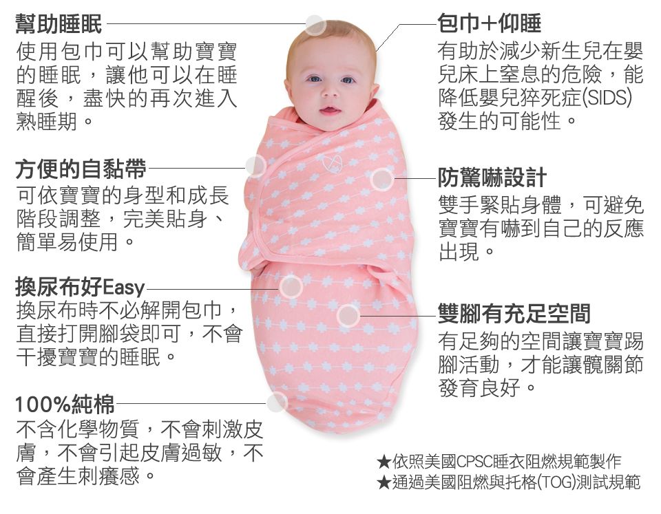 Summer Infant - 聰明懶人育兒包巾-點點條紋2入組 (0-3M)