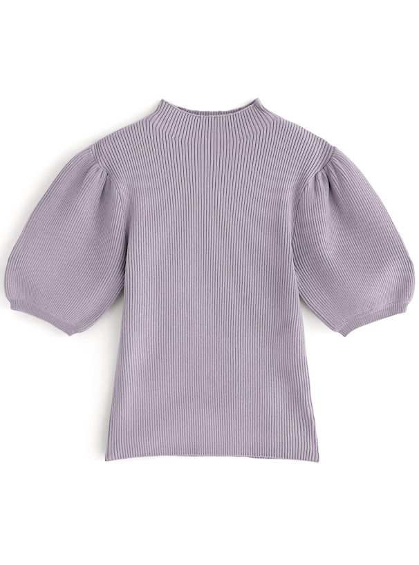 日本 GRL - 聯名款 彈性羅紋泡泡短袖上衣-珊瑚橘