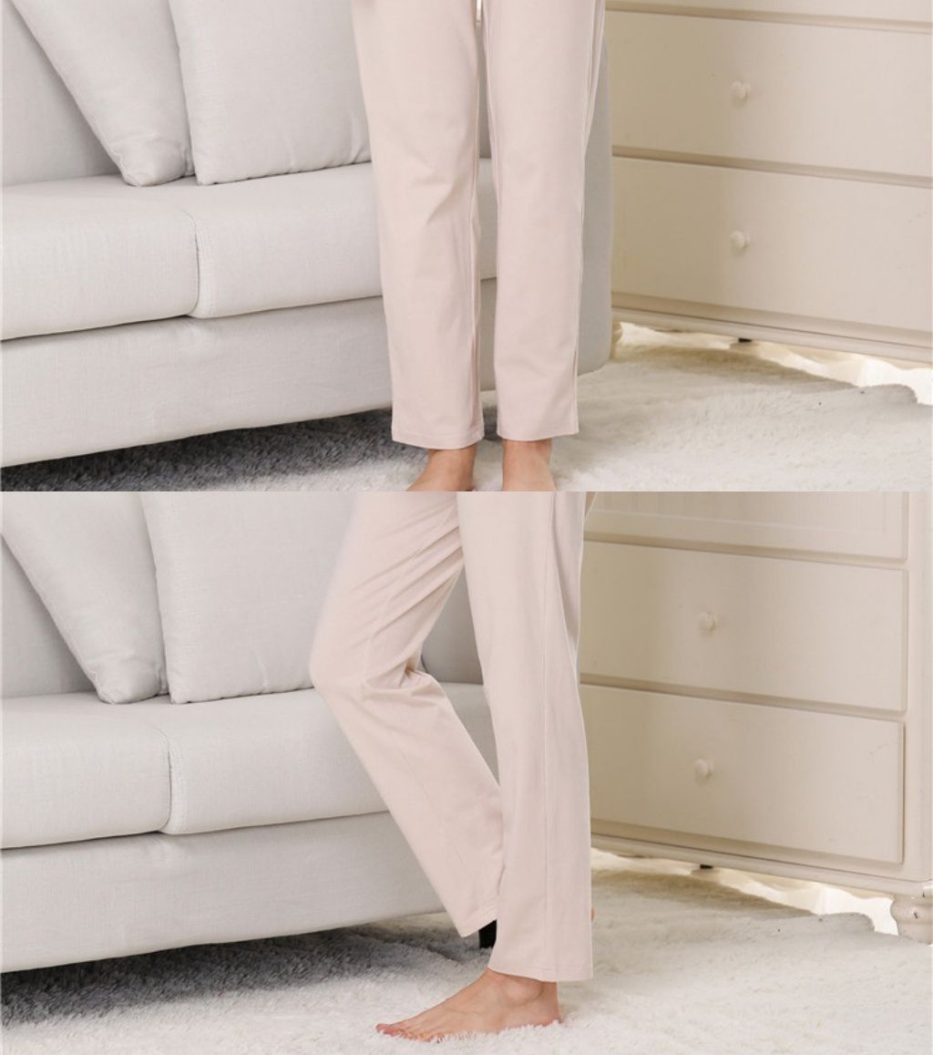 棉質柔軟Bra T-長袖套裝-綠白條紋（紐扣）