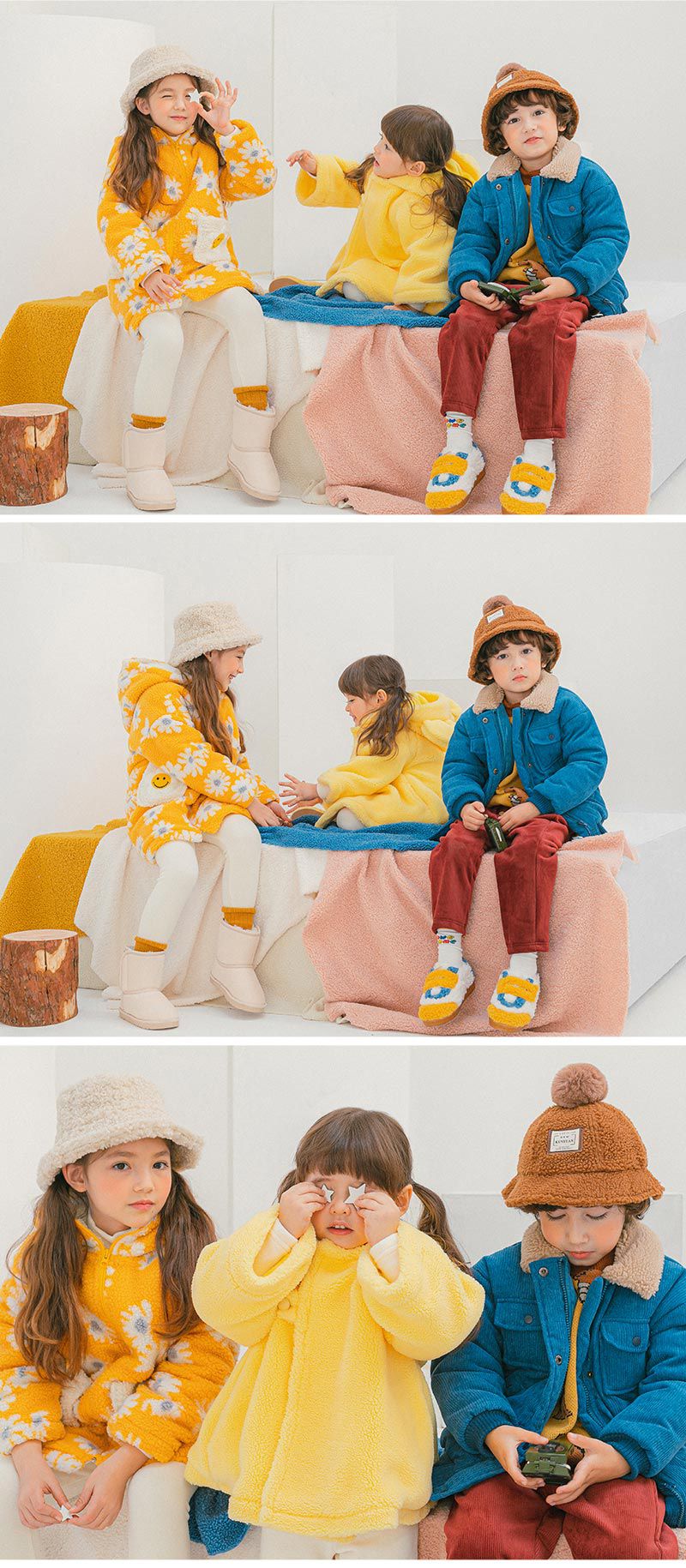 韓國 OZKIZ - 搖粒絨微笑雛菊大衣