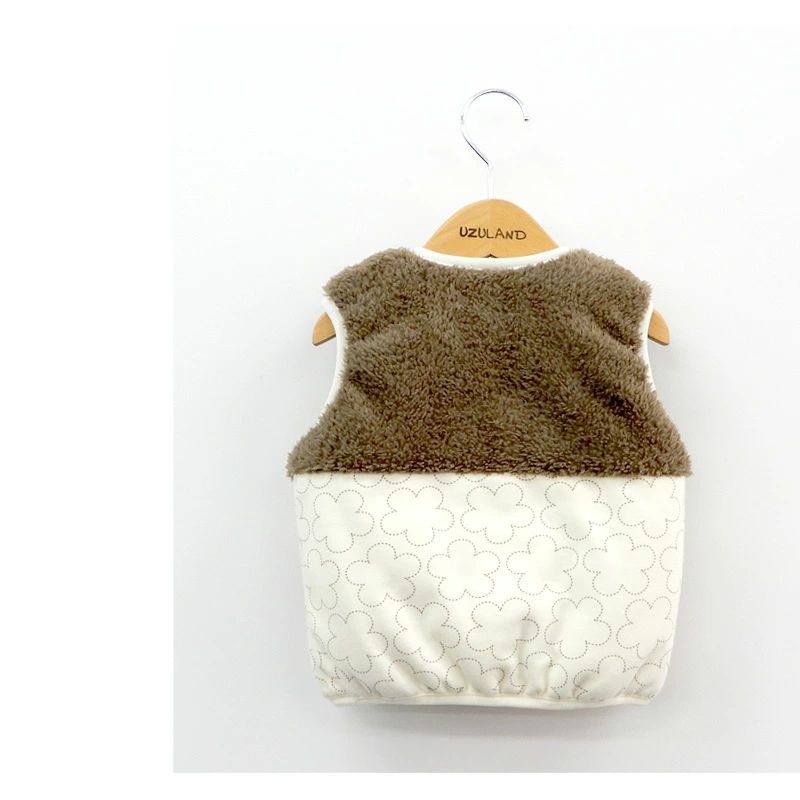 日本 ZOOLAND - 拼接保暖鋪棉背心-線條小花-褐X米