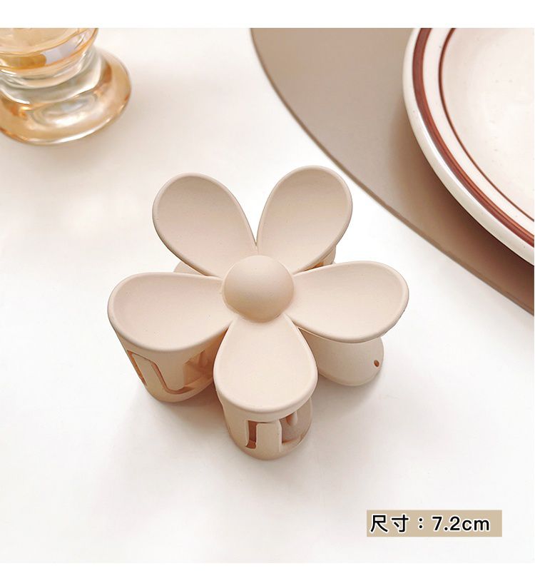 百搭奶咖啡色系抓夾-花朵-卡其色