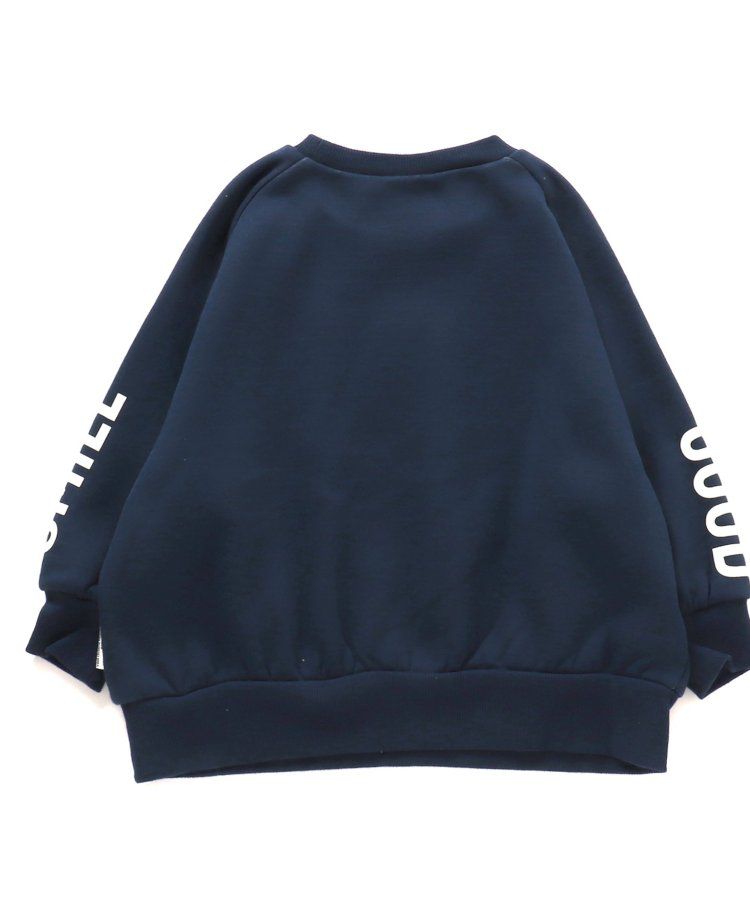 日本 BREEZE - 彩色英文標語裏毛率性運動衫-海軍藍