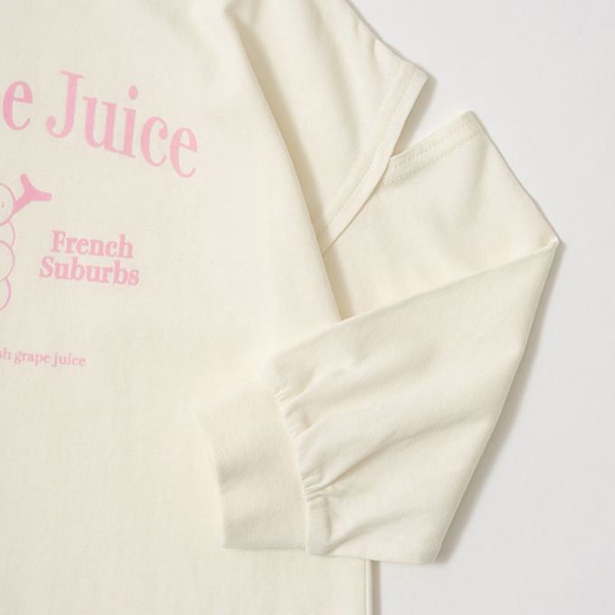 日本 Lycee mine - 休閒印花寬版開口長袖上衣-LOVLEY-粉紅