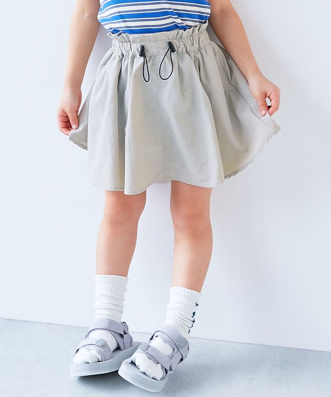 日本 devirock - 防潑水 尼龍抽繩短裙-(內襯安全褲)-煙燻粉