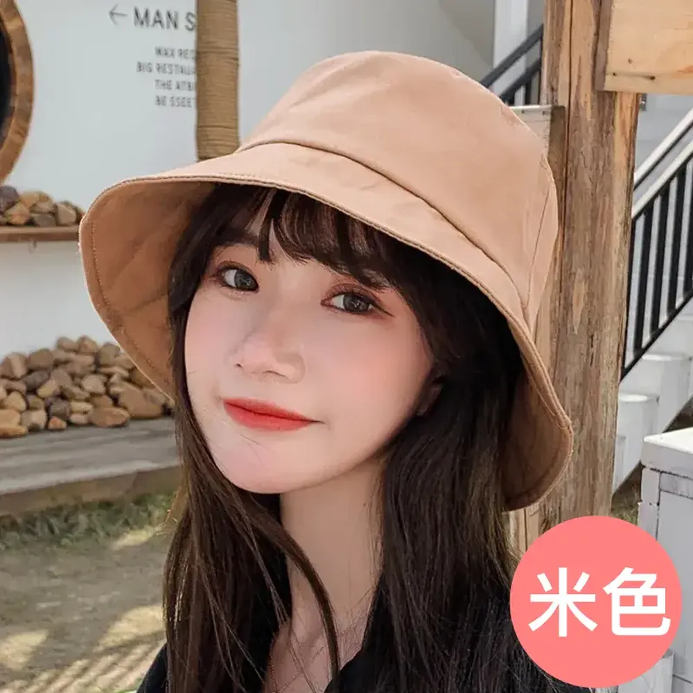 小清新防曬漁夫帽(可拆式面罩)-米色 (頭圍56-58cm)