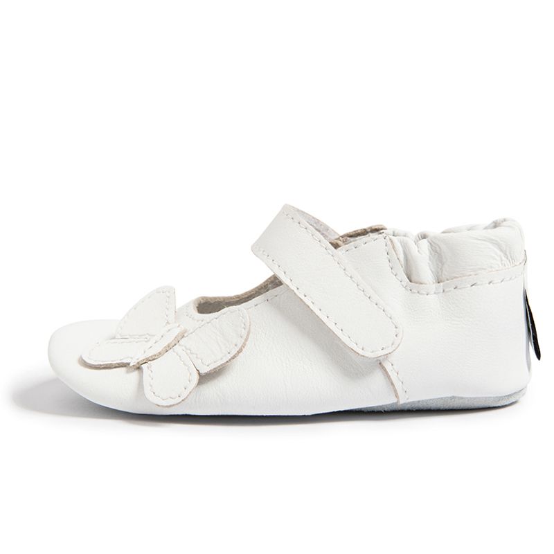 英國 shooshoos - 健康無毒真皮手工鞋/學步鞋/嬰兒鞋-蝴蝶飛舞(純白)