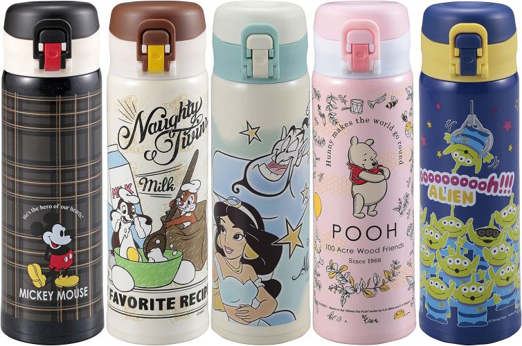 日本 Pearl 金屬 - 迪士尼不鏽鋼輕量按壓式保溫保冷水壺(附濾冰蓋)-奇奇蒂蒂烘焙-咖啡米-500ml