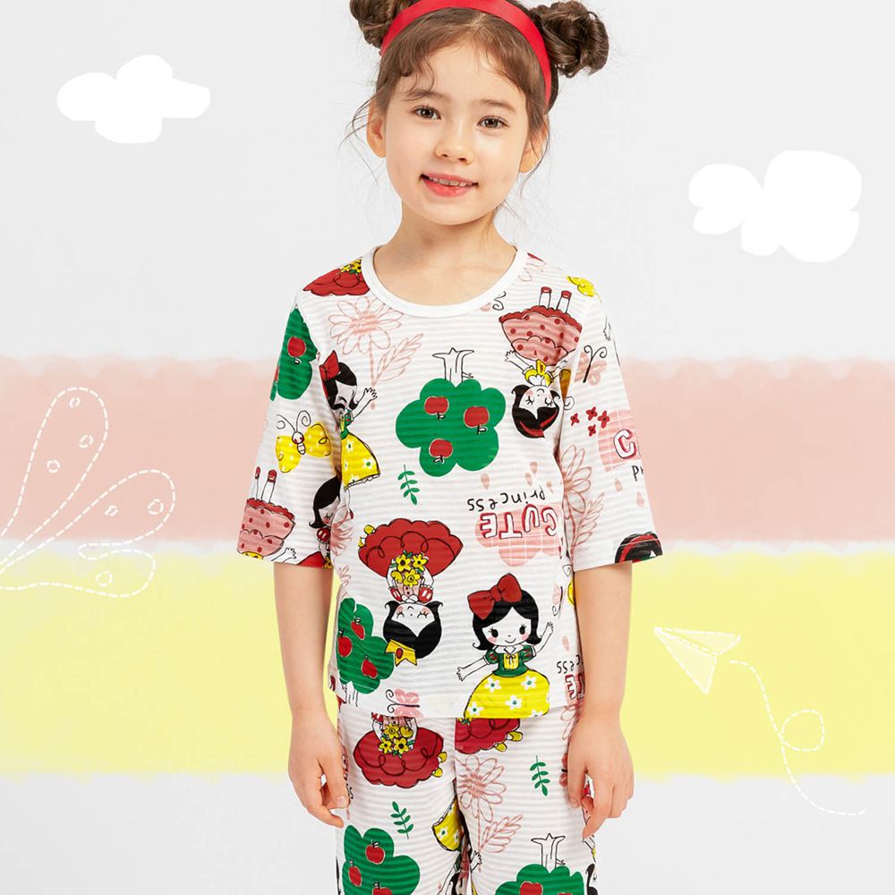 韓國 Mellisse - 韓製透氣輕薄7分袖家居服(無螢光棉)-森林女孩