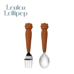 Loulou Lollipop - 加拿大 動物造型 兒童304不鏽鋼叉匙組-勇敢萊恩