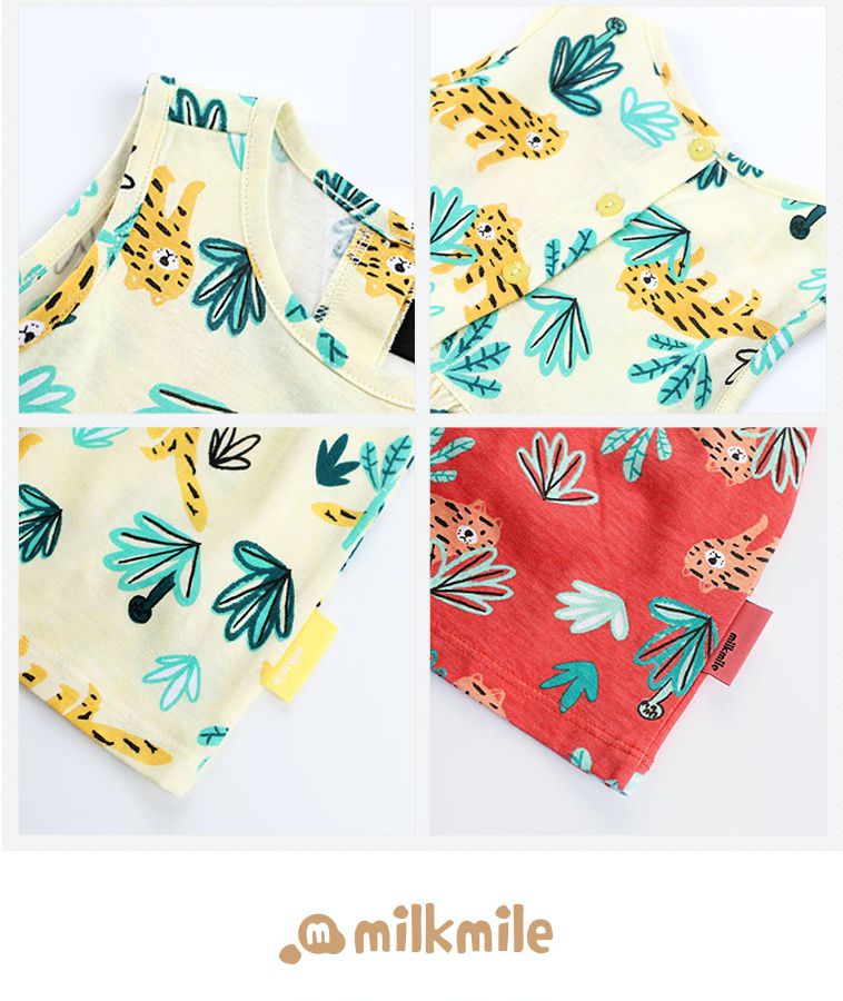 韓國 milk mile - 草原花豹無袖洋裝-黃