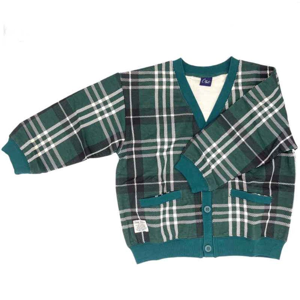akachan honpo - 開襟外套-毛圈布-綠色