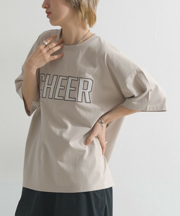 日本 le colis - 天竺棉蕾絲CHEER落肩短袖上衣-白