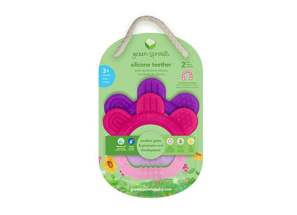 美國 green sprouts - 小綠芽食品安全等級矽膠固齒器2入組-紫紅組