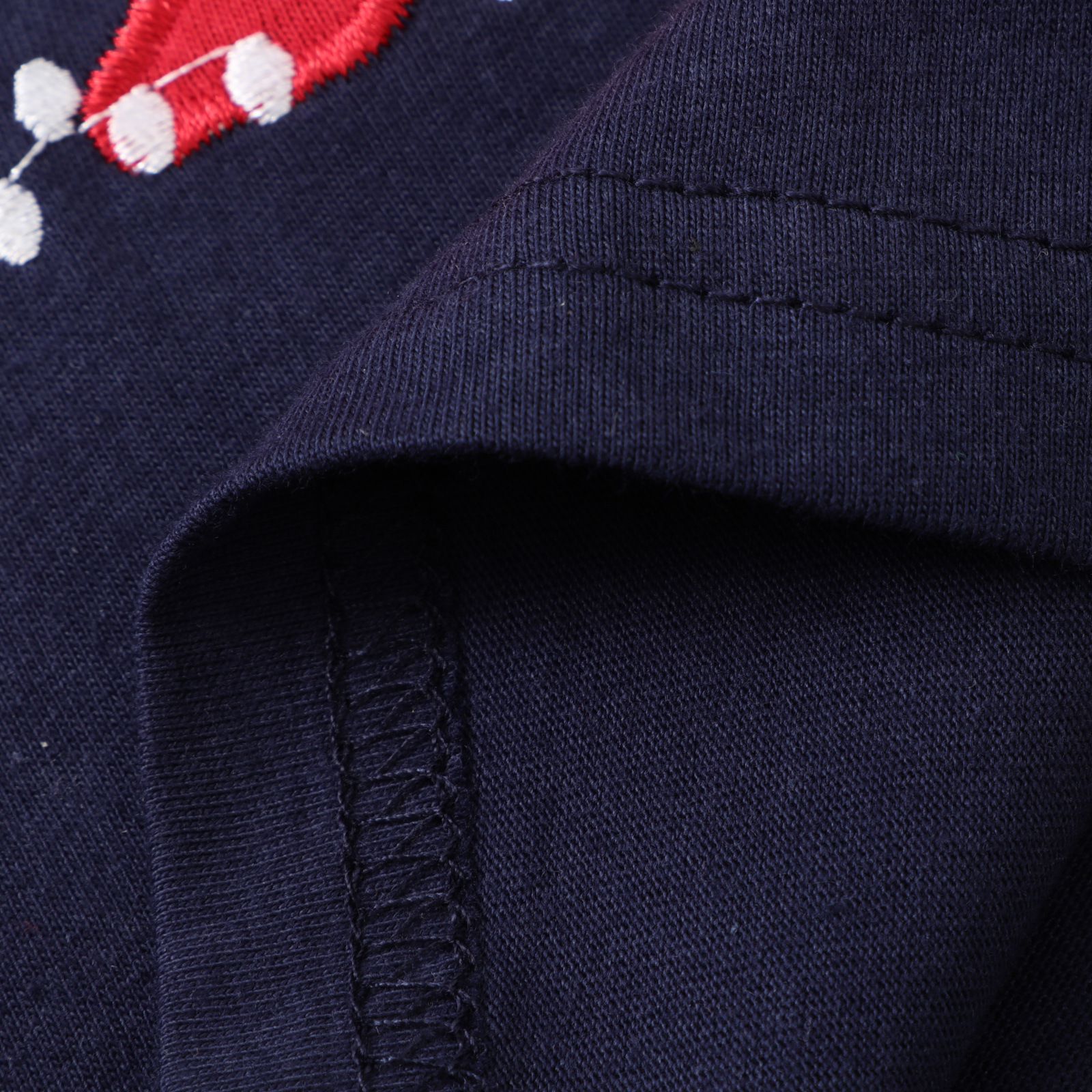 Jumping meters - 棉質圓領短袖上衣-可愛恐龍-深藍色