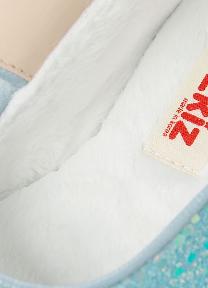 韓國 OZKIZ - (LED)冰雪女王毛絨矮跟皮鞋-天空藍