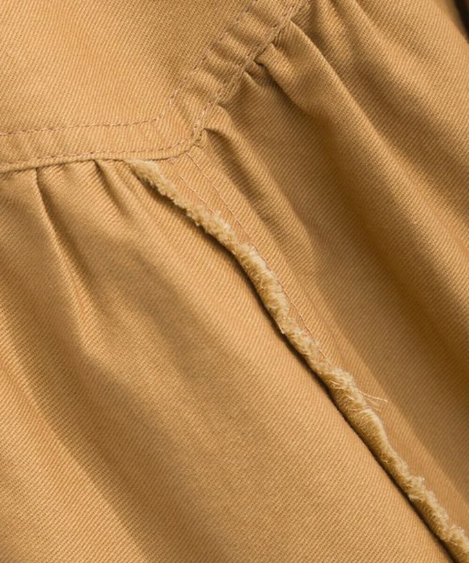 日本 Lupilien - 厚磅立體感線條澎澎長裙(附口袋)-焦糖棕